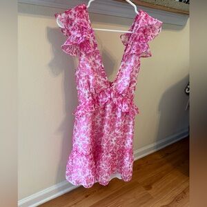 Aqua Pink Floral Mini Dress
